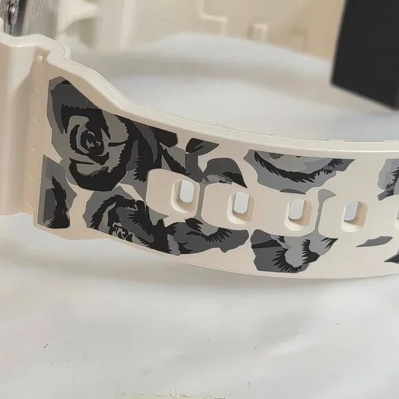 Casio G Shock White with Rose print on band